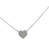 14k White Gold .58ct G VS2 Round Diamond Flat Pave Heart Pendant